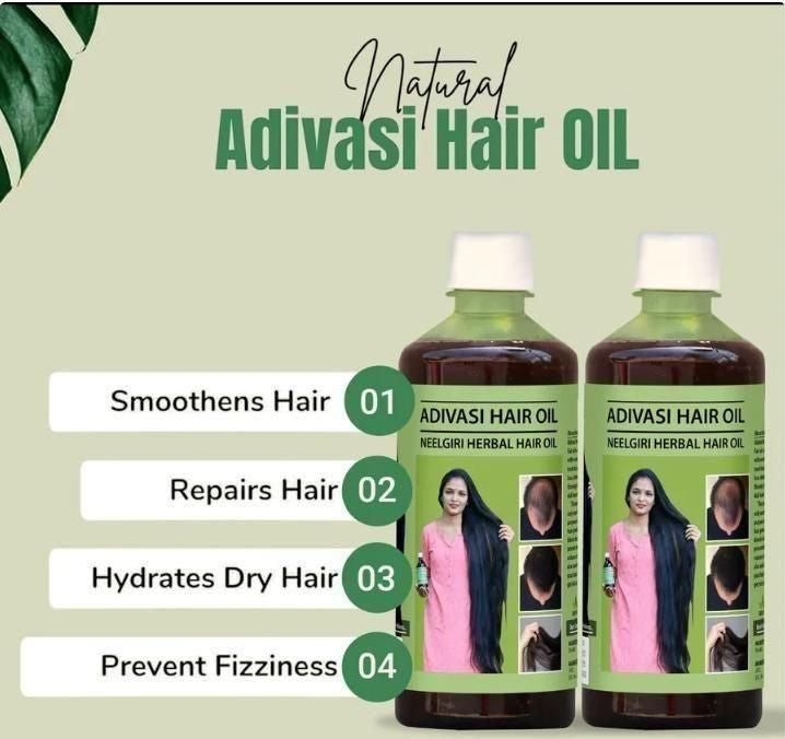 Adivasi Herbal Ayurvedic Hair Oil (BUY 1 GET 1 FREE) - 2 Bottles