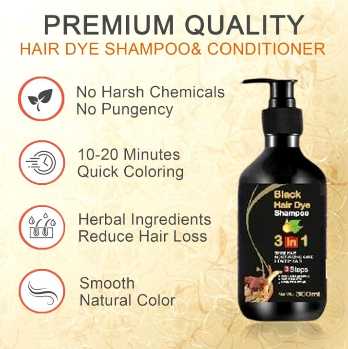 Black Hair Shampoo 3 in 1 - BUY 1 GET 1 FREE - 2 Bottles