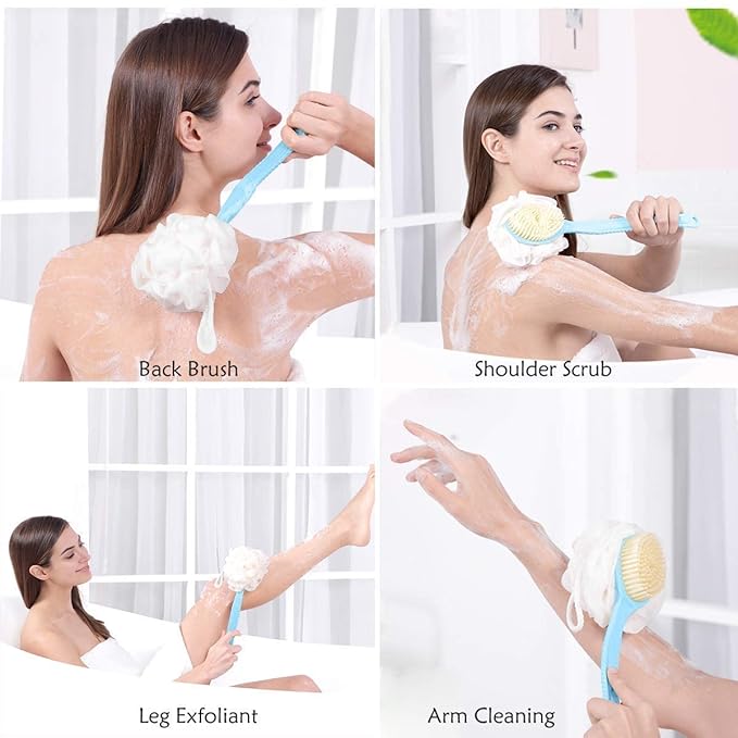 2 IN 1 Bath Loofah with Bath Scrubber Brush for HEALTHY SKIN