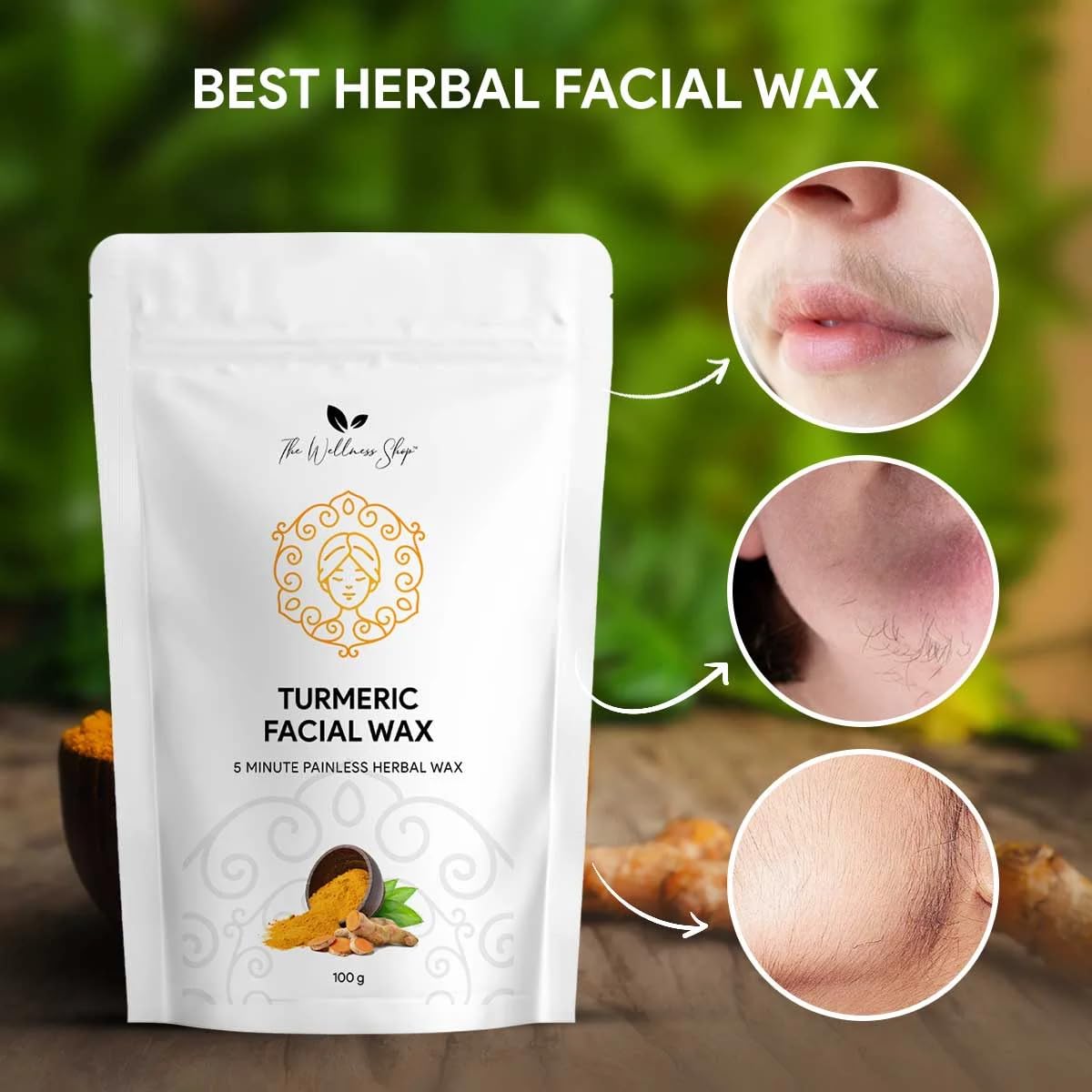 Turmeric Facial Wax - 5 Minute Painless Herbal Wax