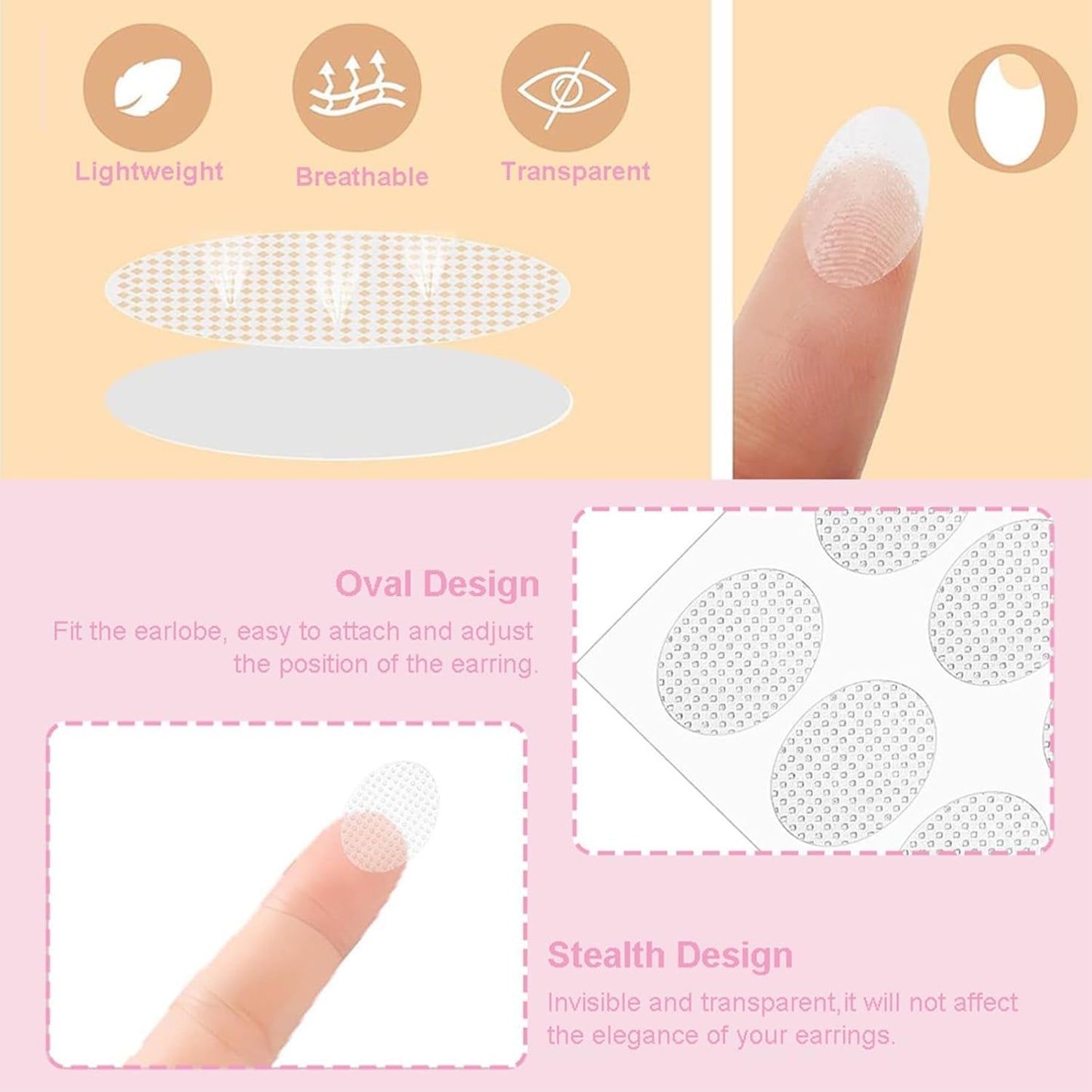 Invisible Earlobe Support Patches  (Buy 50 Get 50 Free Today) - 100 Pcs