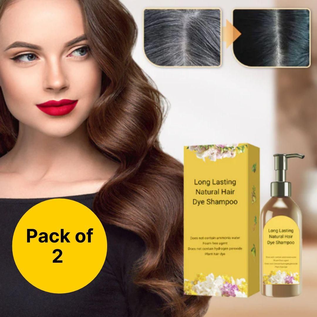 Long Lasting Natural Hair Dye Shampoo - Buy 1 Get 1 FREE - Pack of 2 Bottles