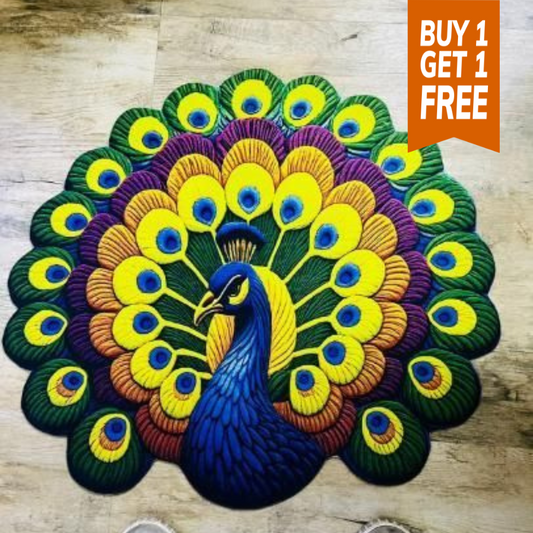 Diwali Special 🪔 Non-Slip Peacock Mat 🦚 BUY 1 GET 1 FREE 🦚 PACK OF 2