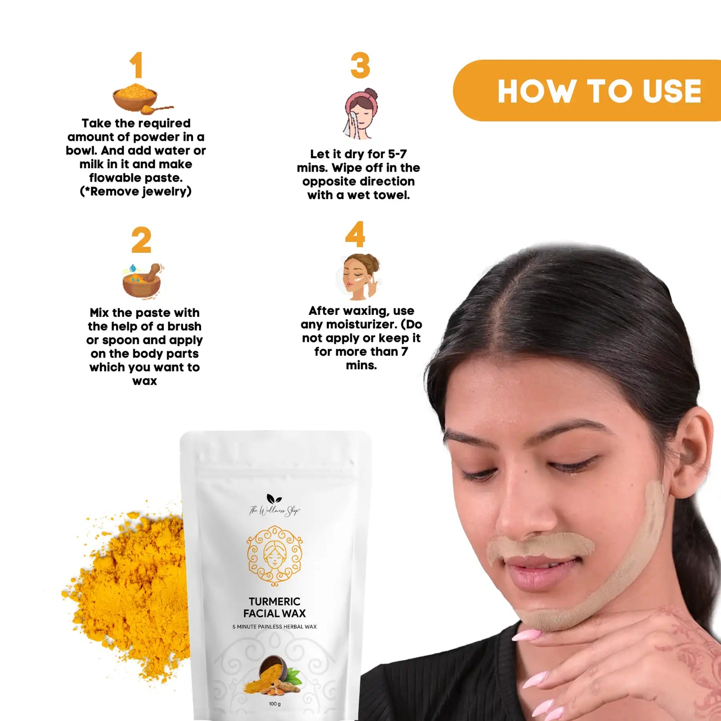 Turmeric Facial Wax - 5 Minute Painless Herbal Wax